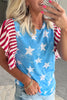 Sky Blue Vintage Star Print Striped Ruffle Sleeve Independence Day Top by Wild and Free Boutique