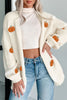 White Pumpkin Print Open Front Drop Shoulder Knit Cardigan *NEW* Shipping earliest date is 9/10