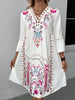 Exquisite Summer Feminine Lace Detail Printed Dress Chic Midi Lightweight Dress by Stevvex