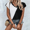 Women's Color-blocked Casual Short Sleeve Top by My Store