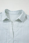Striped Johnny Collar Long Sleeve Mini Shirt Dress