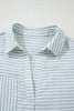 Striped Johnny Collar Long Sleeve Mini Shirt Dress