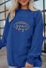 Dark Blue Rugby Game Day Embroidered Corduroy Sweatshirt by Wild and Free Boutique