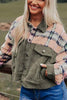 Plaid Corduroy Flap Pockets Button Up Jacket Trendy Outerwear With Classic Flap Pockets For Casual Comfort by Stevvex