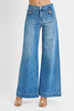 RISEN Plus Size Mid Rise Wide Leg Jeans With Patch Pockets