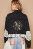 Fashionable Black Button-Up Jacket With Crochet Patches and Embroidery Unique Design Jacket by Stevvex
