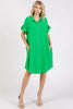 Button Down Flounce Sleeve Dress with Pockets – Casual, Comfortable, Feminine and Functional Dress with Button Front and Flounce Sleeves by Stevvex