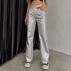Retro Straight Gold And Silver Color Pants Trousers Personality
