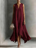 Women's Deep V-Neck Sleeveless Asymmetrical Maxi Dress – Patchwork by FitiqueFit