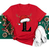 Red Loose T-Shirt Top With A Christmas Party Aesthetic by My Store