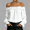 Women's Ruffle Off-Shoulder 3/4 Sleeve Elegant Shirt by FitiqueFit