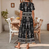 Women's Ethnic Print Contrast Two-Piece Set – Top & Straight-Leg Pants by FitiqueFit