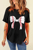 Black Baseball Bowknot Graphic Casual Tee by Wild and Free Boutique