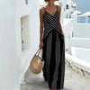 Women's Striped V-Neck Sleeveless Two-Piece Set by FitiqueFit