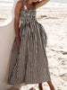 Black White Striped Square Neck Cami Dress Elegant Summer Dress for Women Charming Design Dress