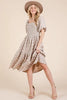 New Floral Embroidered Smocked Puff Sleeve Tiered Midi Dress For Women Elegant,Charming and Feminine Floral Embroidered Midi Dress with Puff Sleeves and Tiered Design by Stevvex
