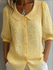 Women's Loose-Fit Retro 3D Embroidered Floral Shirt – Buttoned Casual Top by FitiqueFit