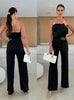 Candy-Colored Bodycon Halterneck Backless High-Waist Wide-Leg Jumpsuit by FitiqueFit