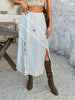 Devine Slit Drawstring Ruffled Skirt