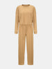 Waffle-Knit Round Neck Top and Pants Set