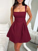 Dark Blue Bow Back Square Neck Mini Dress Luxury Feminine & Flattering Dress For Girls by Stevvex