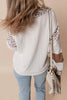 White game day Rugby Bow Embroidered Graphic Leopard Collar Color Block Patchwork Top by Wild and Free Boutique
