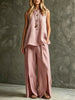 Women's Loose Sleeveless Tank Top & Slit Wide-Leg Pants Two-Piece Set by FitiqueFit