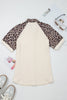 White Ribbed Texture Button Down Leopard Patchwork Short Sleeve Shirt by Wild and Free Boutique