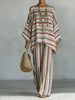 Floral Print Bamboo Linen Two-Piece Set | Wide-Leg Pants by FitiqueFit