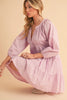 Notched Balloon Sleeve Tiered Mini Dress For Women–Trendy, Chic Style with Modern Balloon Sleeves, Tiered Layers for a Playful & Flirty Look by Stevvex
