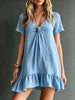 Women's V-Neck Short-Sleeve Midi Dress – Ice Silk Crepe Loose Casual by FitiqueFit