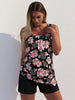 Women's Plus Size Black Tropical Floral Loose Tankini & Boyshort Set by FitiqueFit