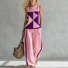 Women's Sleeveless Printed Tank Top & Wide-Leg Pants Two-Piece Set by FitiqueFit