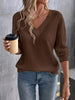 V-Neck Waffle Knit T-Shirt by Simply Love