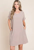 V-Neck Short Sleeve Dress with Pockets For Women – Casual, Stylish and Practical Dress with a Feminine V-Neck Design and Convenient Pockets by Stevvex