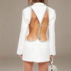 Women's European And American-style Large V-neck Backless Solid Color Small Suit