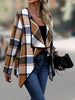 Elegant Plaid Open Front Long Sleeve Jacket Stylish & Cozy Lightweight Breathable Outerwear by Stevvex