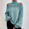 Women's Cold Shoulder Sweater - High Neck Cut Out Pullover Long Sleeve by FitiqueFit