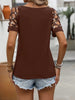 Women's Rhinestone Cut-Out Short-Sleeve Top with Chain Detail by FitiqueFit