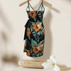 Women's V-neck Lace Up Plant Print Off Shoulder Versatile Dress by FitiqueFit