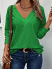 Eyelet V-Neck Long Sleeve T-Shirt by Simply Love