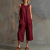 Women's Retro Sleeveless Wide-Leg Cropped Jumpsuit by FitiqueFit