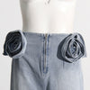 Design Stitching Three-dimensional Decoration Narrow High Waist Wide-leg Straight Pants