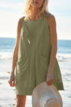Lovelet Round Neck Sleeveless Romper with Pockets