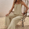Women’s Casual Suspender Jumpsuit – V-Neck Solid Color Sleeveless One-Piece by FitiqueFit