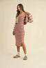 Stripe Crop Cardigan and Bodycon Dress Sweater Set – Two-Piece Knit Set, Striped Crop Cardigan Dress, Cozy Sweater Dress Set, Chic Layered Knit Outfit by Stevvex