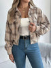 Classic Plaid Button Up Long Sleeve Jacket Women Cozy Trendy Everyday Wear Simple Jacket by Stevvex