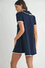 Ruffle Trimmed Collar Fine Knit Mini Dress For Women – Ruffle Mini Dress, Fine Knit Dress, Collar Dress, Feminine Mini Dress, Chic Knit Dress by Stevvex