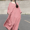 Women's Linen And Cotton Stitching Folding Fan Dress