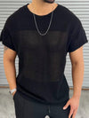 Men's Eyelet Round Neck Short Sleeve T-Shirt